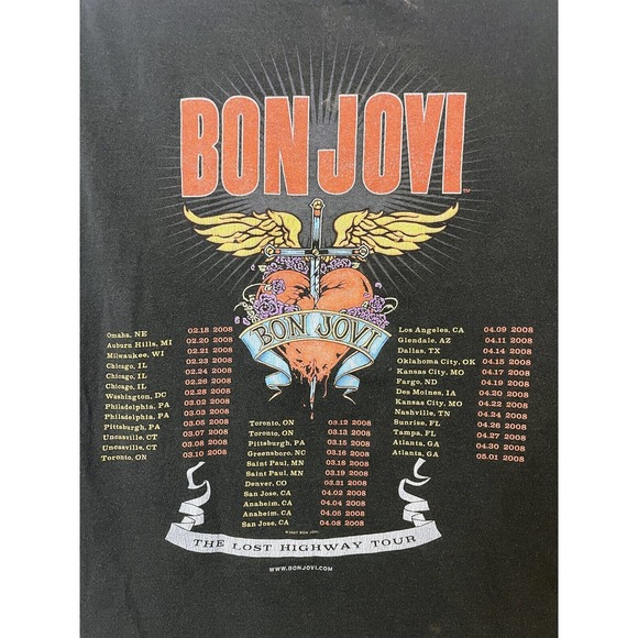 Bon Jovi Tour T-Shirt Men's Vintage Lost Highway Concert Tour 80s Shirt Size 2XL - Picture 3 of 4